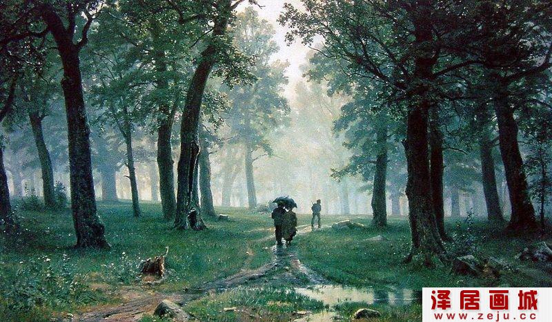　　林中雨滴 希施金 1891年 画布油画 莫斯科特列恰科夫美术博物馆