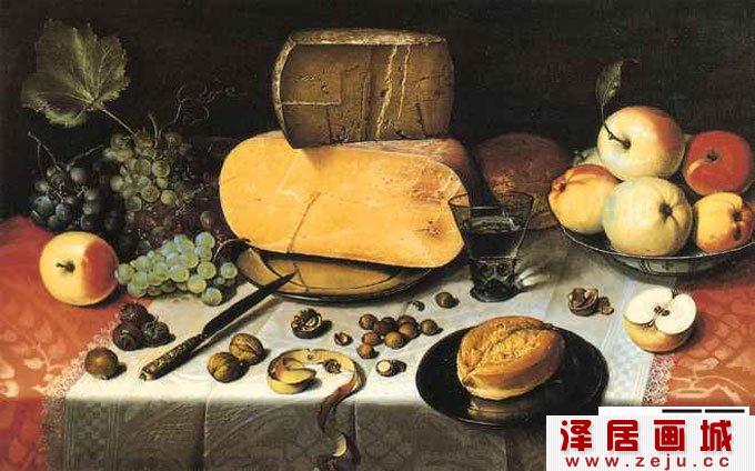 有奶酪的宴席-静物画-世界名画欣赏