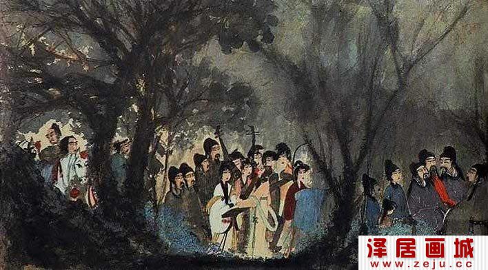 傅抱石1944年作《丽人行》第二段大图欣赏