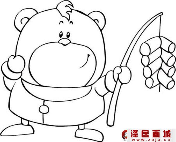 放鞭炮简笔画图片，新年儿童简笔画鞭炮01
