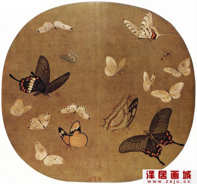 晴春蝶戏图_宋代李安忠蝴蝶花鸟画传世作品