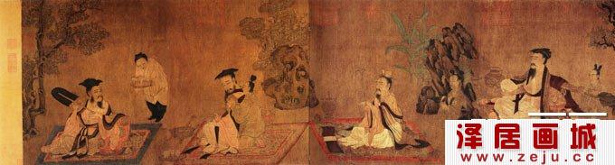 唐代工笔人物画《高逸图》高清组图-唐代画家孙位