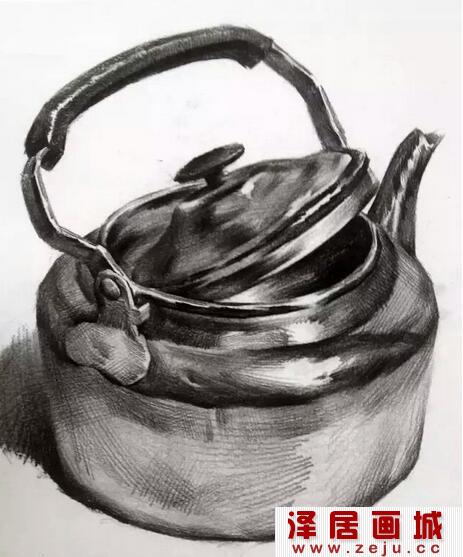 水壶静物素描作品欣赏