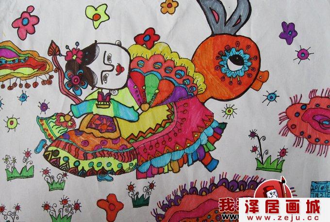 儿童画欢度春节图片:小朋友欢喜过新年作品1