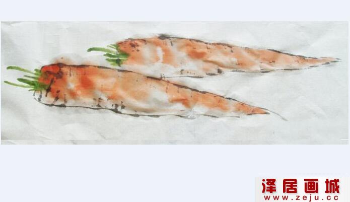 中国画胡萝卜画法步骤详解