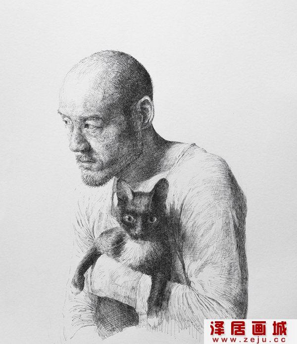 韩国艺术家金基姆的素描头像作品