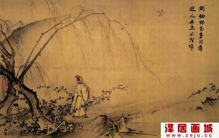 马远《山径春行图》_宋代描绘春季郊游的人物山水小景画