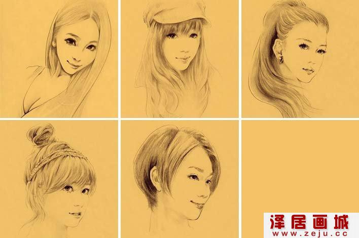 美女手绘素描头像，铅笔手绘漂亮的女生头像
