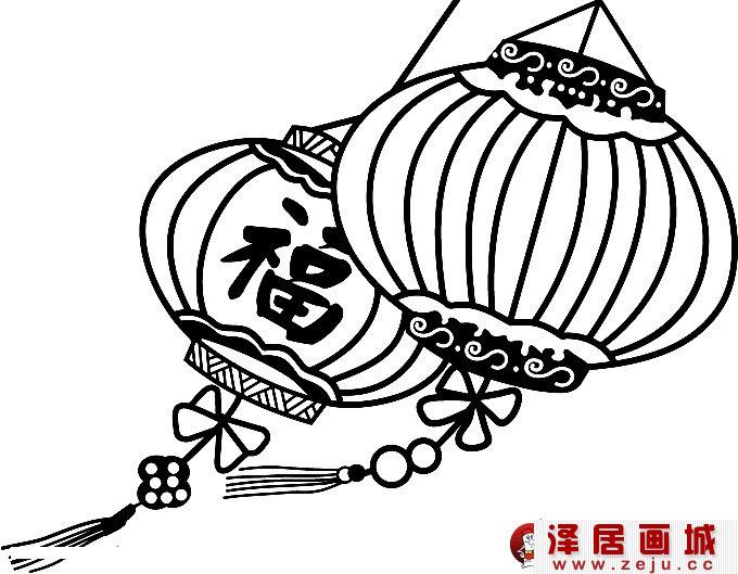 灯笼简笔画图片，春节简笔画灯笼01