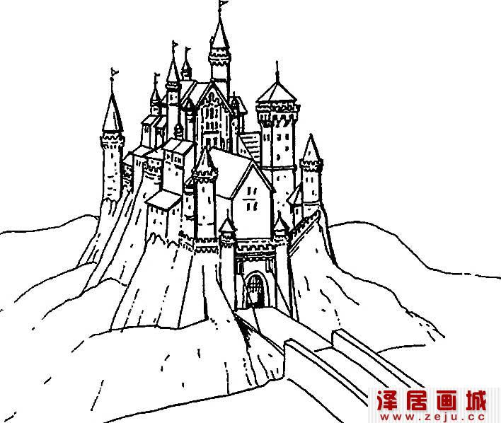 城堡简笔画，童话城堡简笔画图片大全