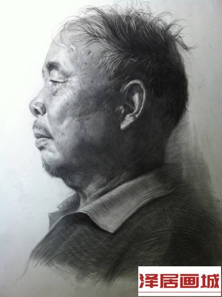 使用绘画铅笔做的素描人物头像