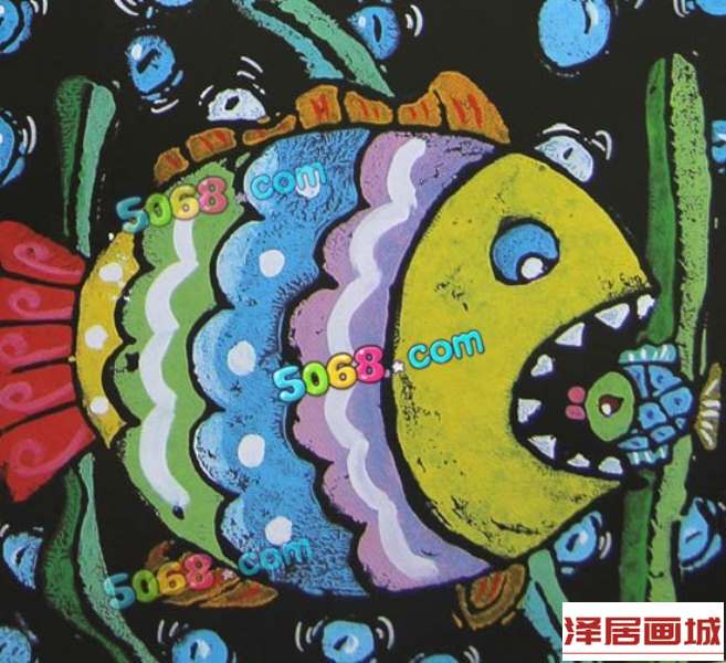 儿童画大鱼吃小鱼优秀儿童水彩画作品