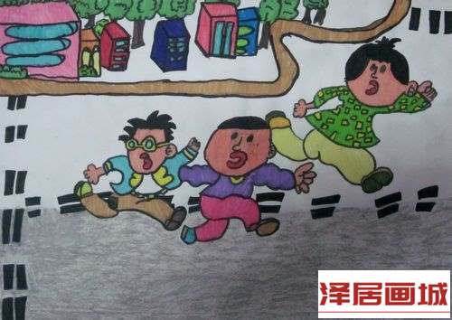 儿童画交通规则不能忘