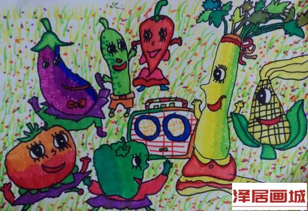 儿童画果蔬聚会