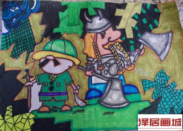 儿童画丛林探险
