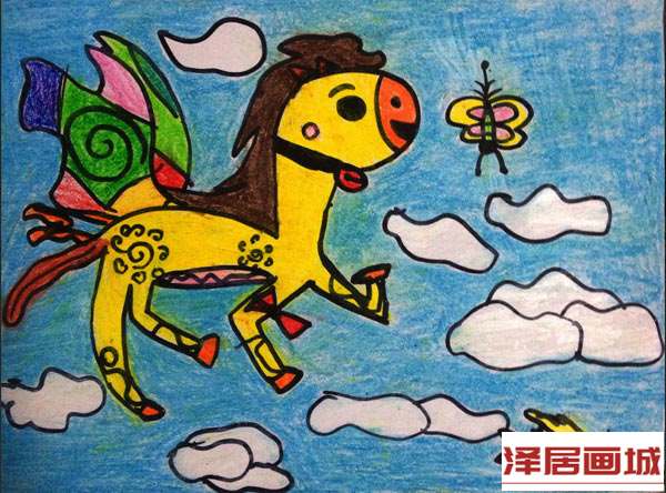 儿童画骏马来到了