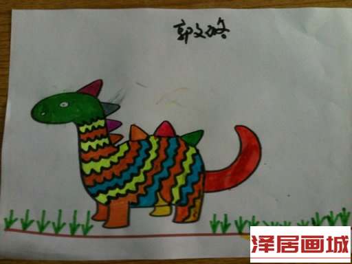 儿童画儿童水彩画图片大全-彩色的恐龙