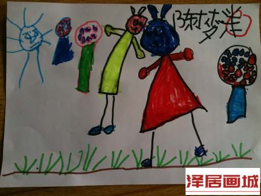 儿童画儿童水彩画获奖作品-可爱的小兔子