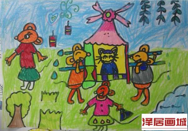 儿童画老鼠王子娶亲