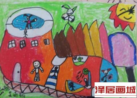 儿童画春天里的小鞋