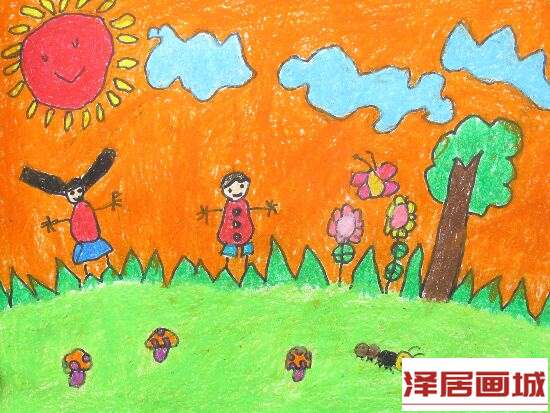 儿童画拥抱春天