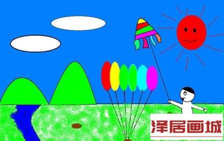 儿童画七彩的世界