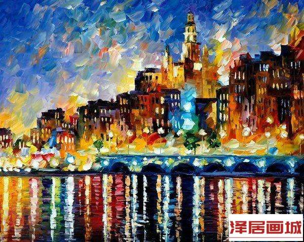 儿童画夜晚海边风光