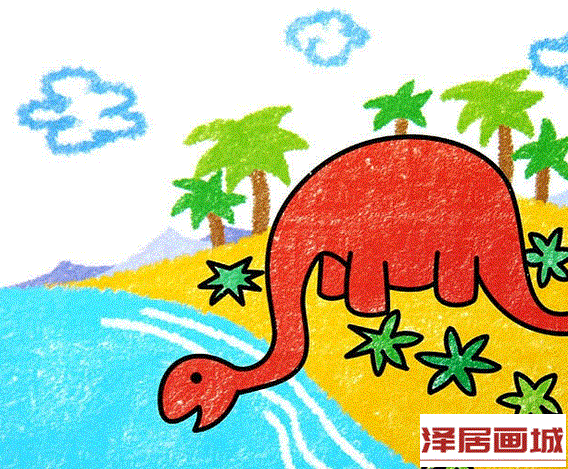 儿童画恐龙毛毛