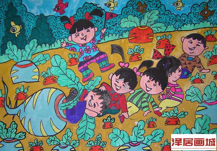 儿童画拔萝卜比赛