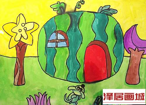 儿童画西瓜屋