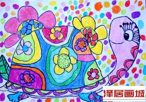 儿童画乌龟小花