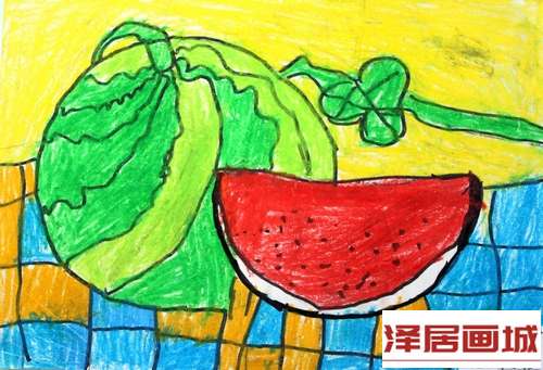 儿童画大西瓜