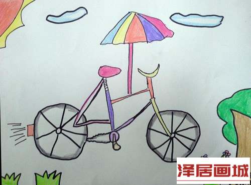 儿童画我的自行车
