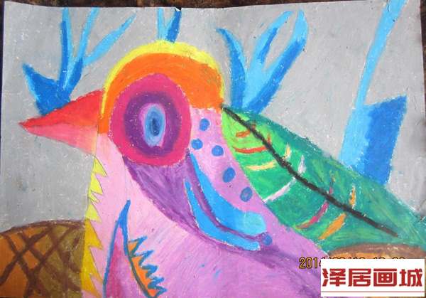 儿童画彩色的小鸟