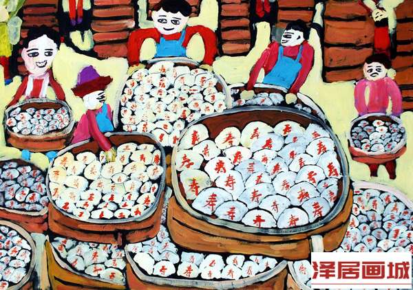 儿童画做寿包