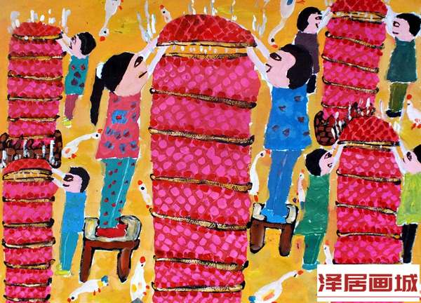儿童画给爷爷过大寿