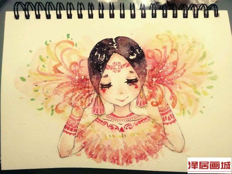 儿童画靓丽的女孩