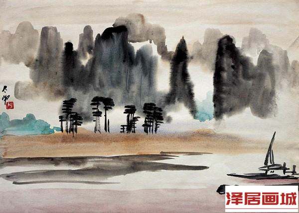 儿童画水墨山水