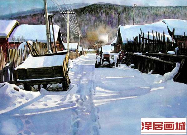 儿童画冬天的雪景