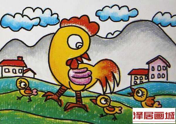 儿童画大鸡带小鸡