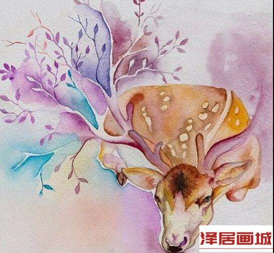 儿童画神奇的梅花鹿