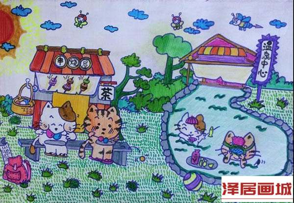 儿童画小猫的世界
