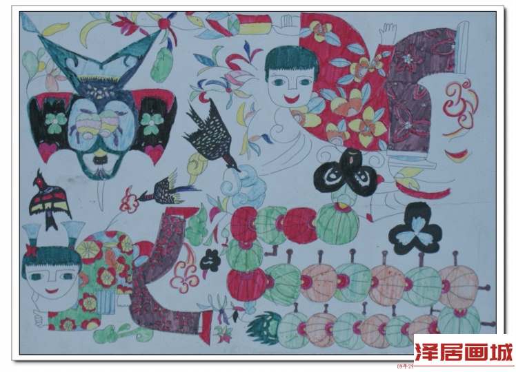 儿童画为祖国喝彩