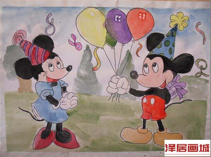 儿童画可爱的米老鼠