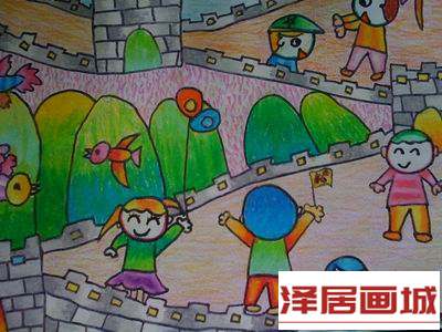 儿童画快乐的国庆假期