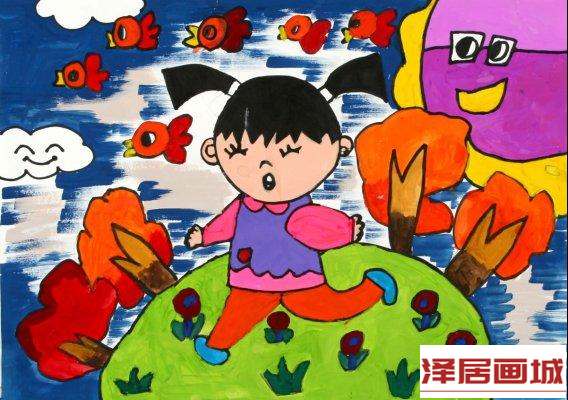 儿童画祖国怀里健康成长