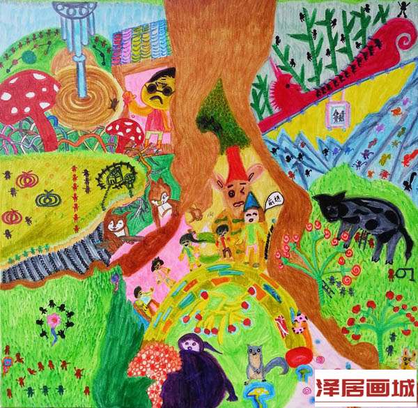 儿童画参观巧克力工厂