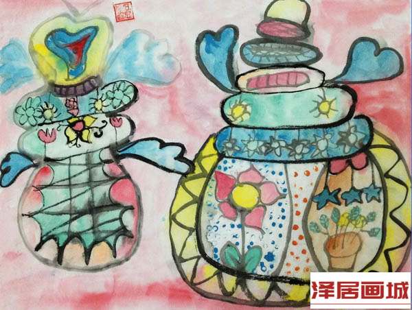 儿童画茶壶世界