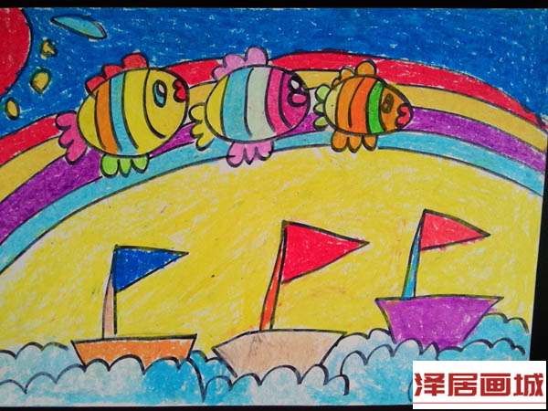 儿童画海里的鱼儿