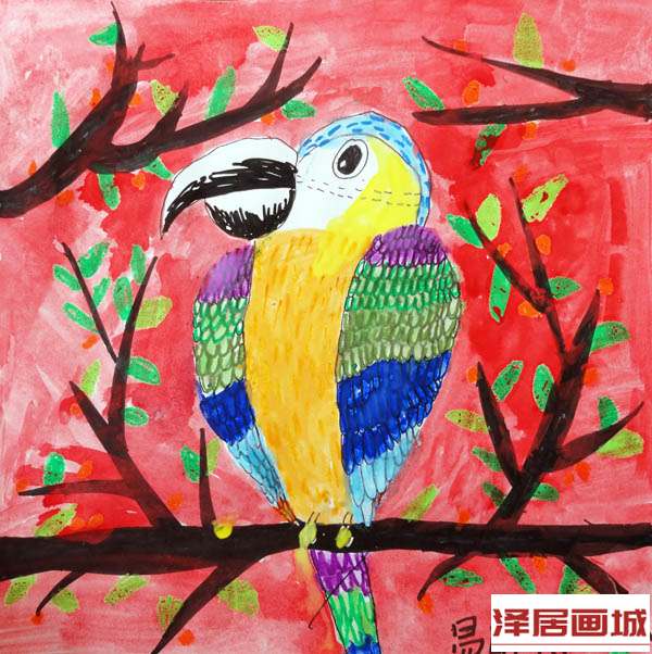 儿童画鹦鹉